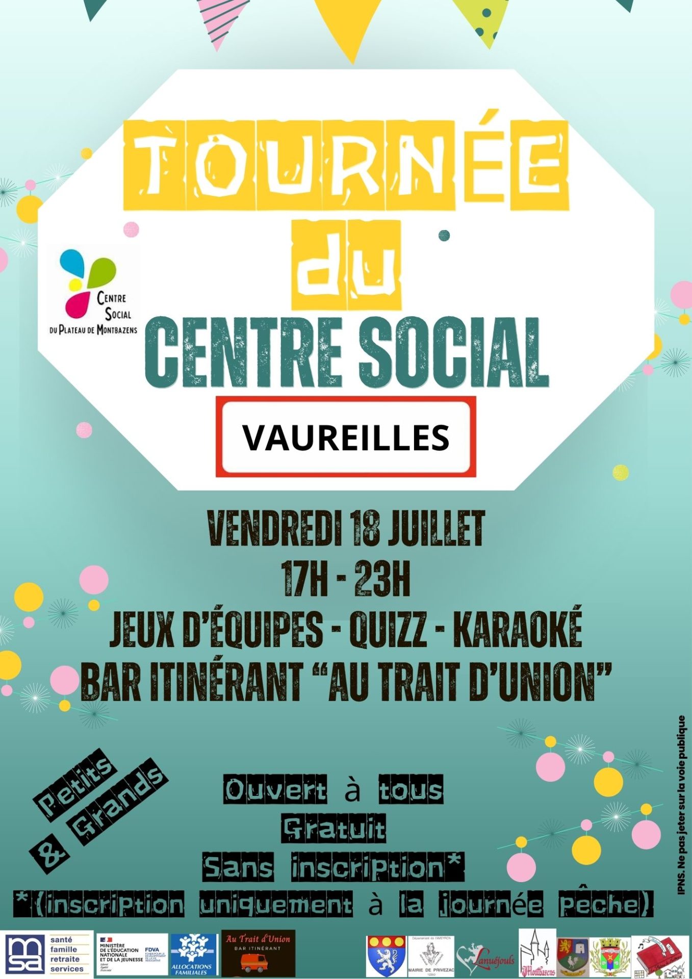 Lire la suite à propos de l’article VENDREDI 18 JUILLET 2025 A VAUREILLES TOURNEE DU CENTRE SOCIAL : JEUX D’EQUIPES-QUIZZ-KARAOKE –   BAR ITINERANT « AU TRAIT D’UNION »